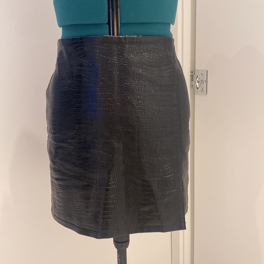 Topshop Faux Leather Mini Skirt, black, petite US 6